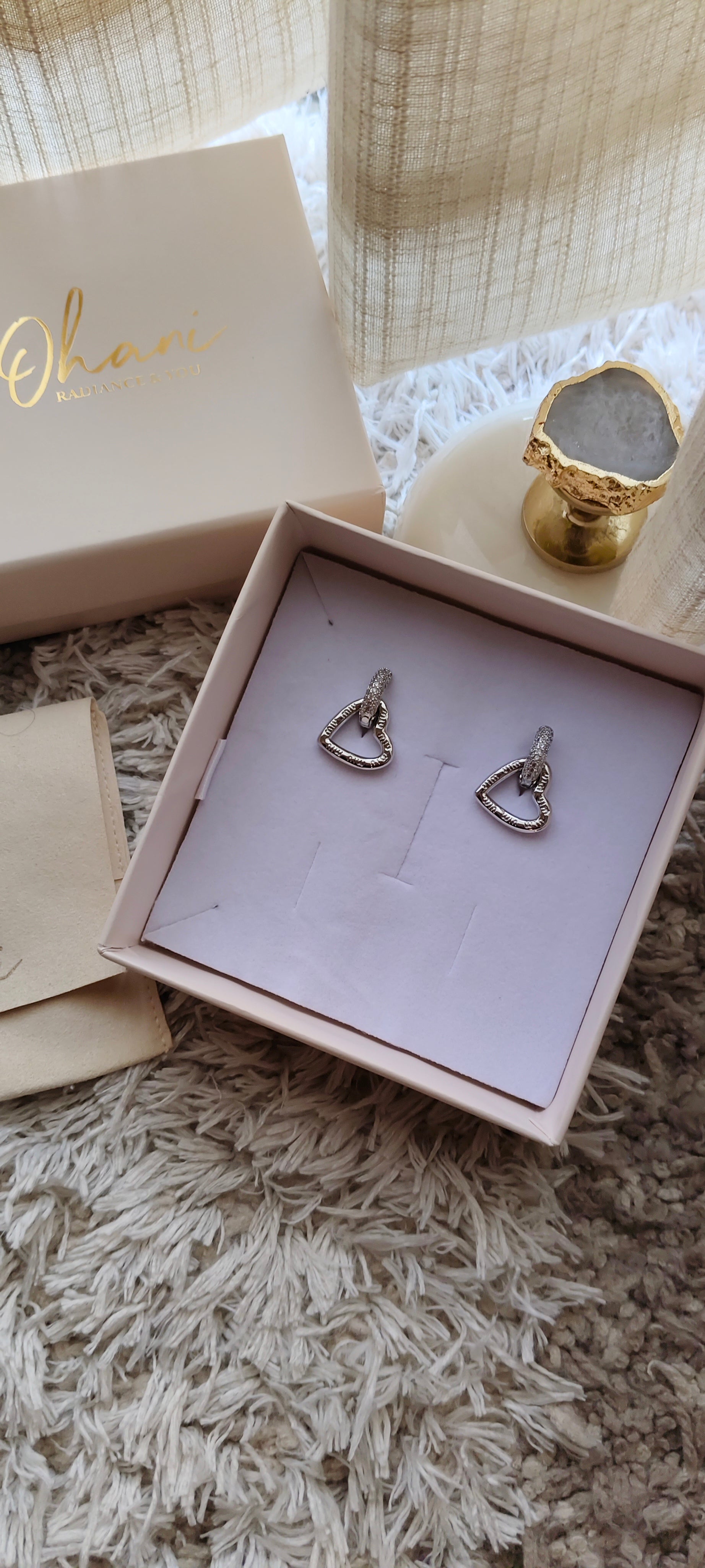 Silver Love Drop Earrings
